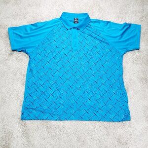 Page & Tuttle Golf Polo Shirt Men XL Blue Performance Texture Lattice Pattern